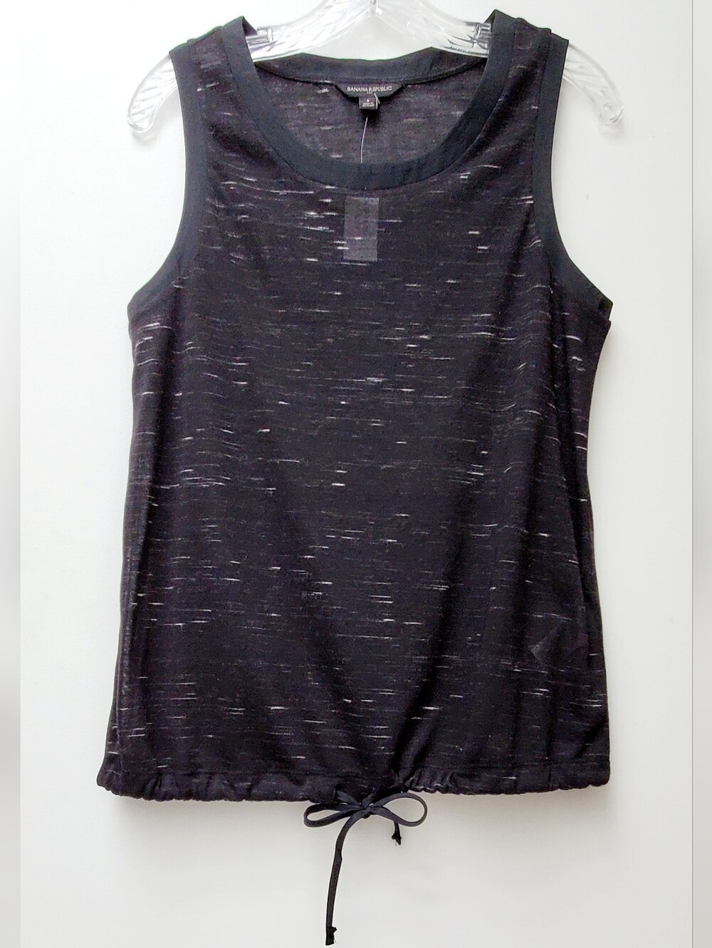 Banana Republic Black Semisheer Space Dyed Bottom Drawstring Sleeveless Top S
